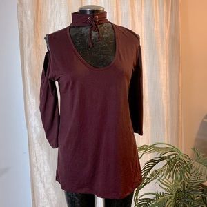 Maroon long sleeve wrap neck